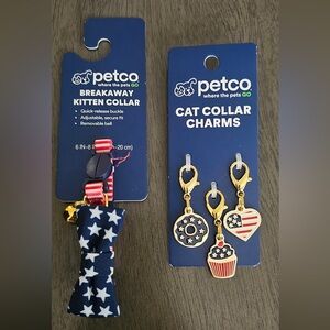 Petco Stars & Stripes Kitten Collar with 3pk of Patriotic Collar Charms